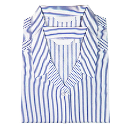 Trutex St Killians College 2 Pack Rever Collar White & Blue Stripe Short Sleeve Blouses