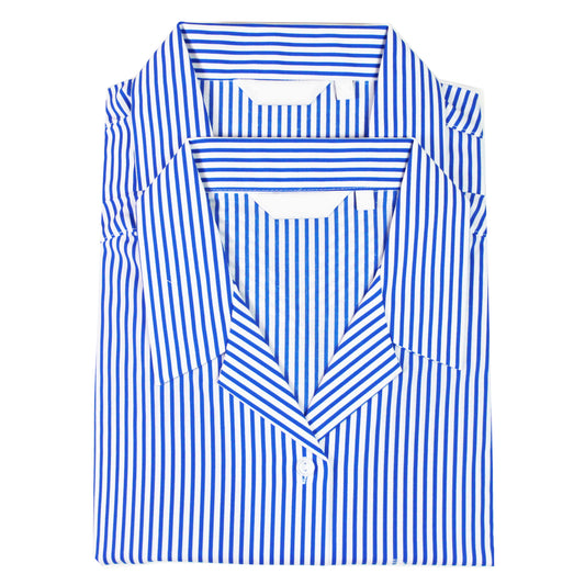 St Louis Grammar School 6th Form 2 Pack Rever Collar White Royal Stripe Long Sleeve Blouse