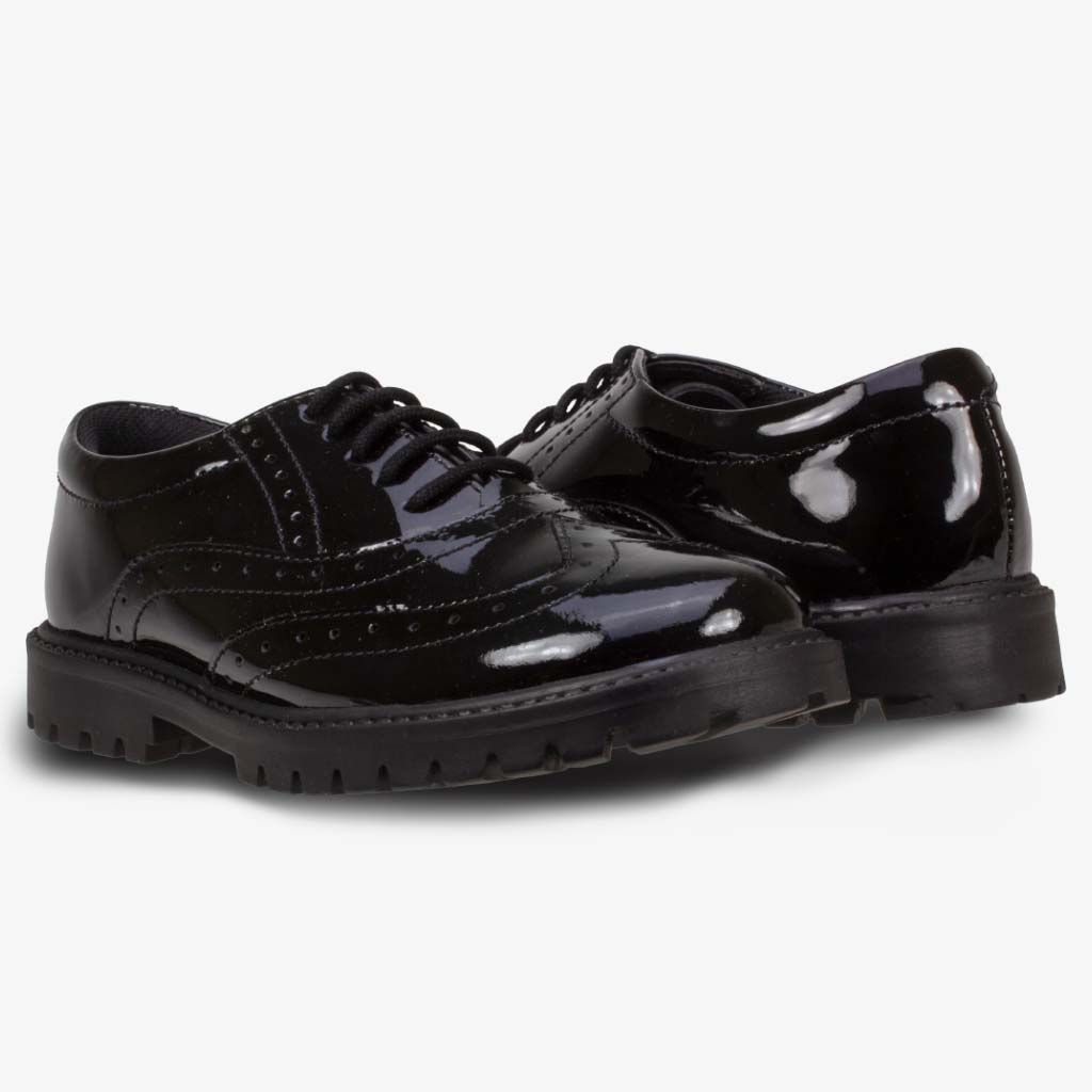 Girls Term Sophia Black Patent School Shoes