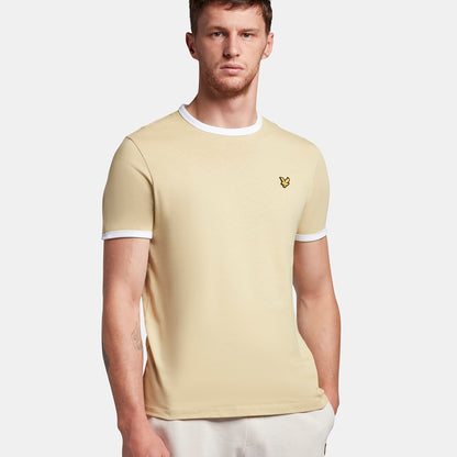 Lyle & Scott Ts705Vog W614 Natural Green/ White Ringer T-Shirt