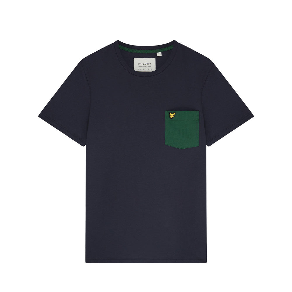 Lyle & Scott TS831VOG W743 Dark Navy/English Green Contrast Pocket T-Shirt