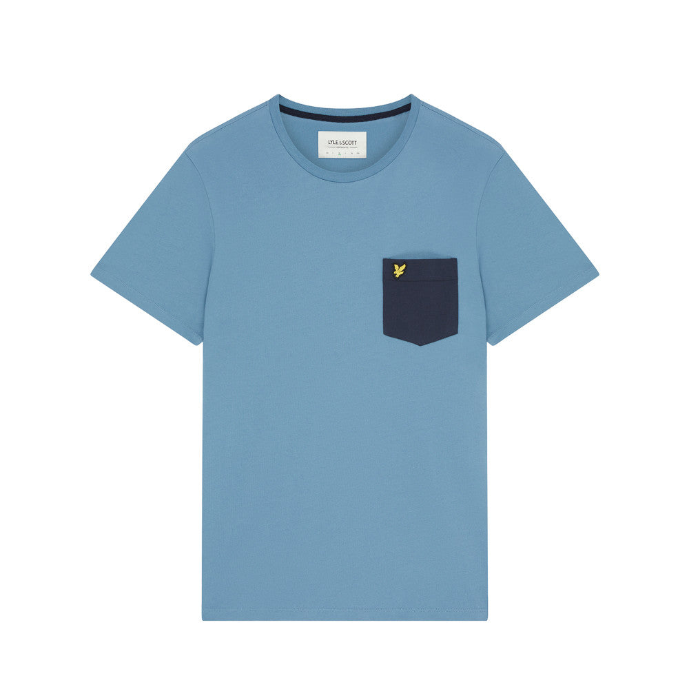 Lyle & Scott TS831VOG W849 Skipton Blue/ Dark Navy Contrast Pocket T-Shirt