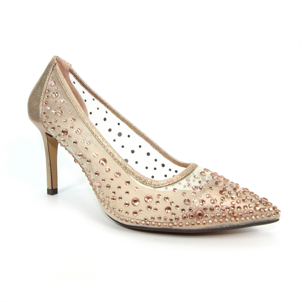 Rose gold clearance glitter court shoes