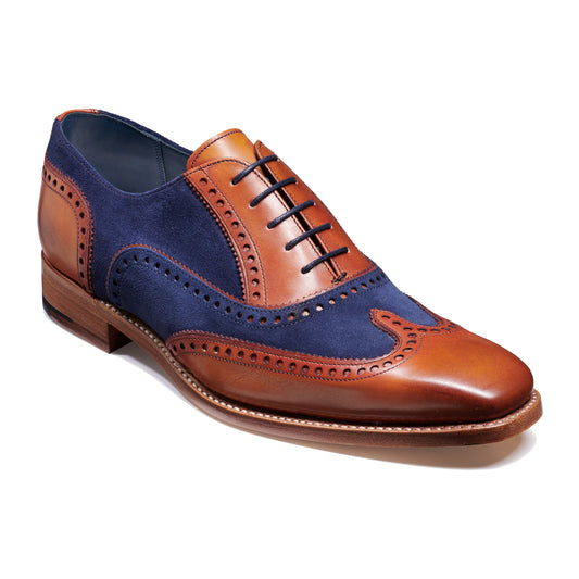 Barker Spencer Antique Rosewood Navy Suede Brogue