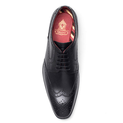 Base London Crown Black Waxy Formal Shoes