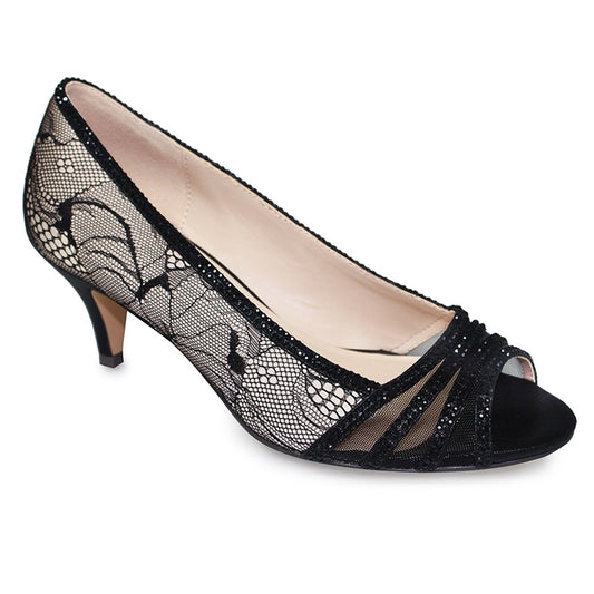 Lunar Faith Nude/Black Kitten Heel Shoes