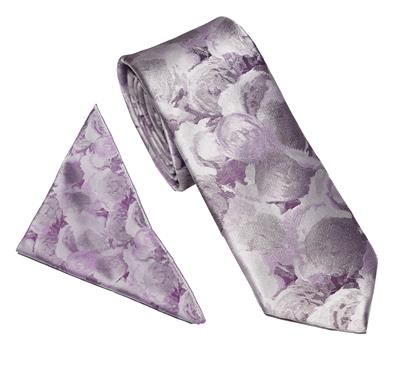 Wallace Floral Lilac Tie & Hankerchief Set