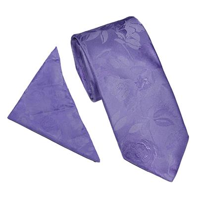 Wallace Shadow Floral Lilac Tie & Hankerchief Set