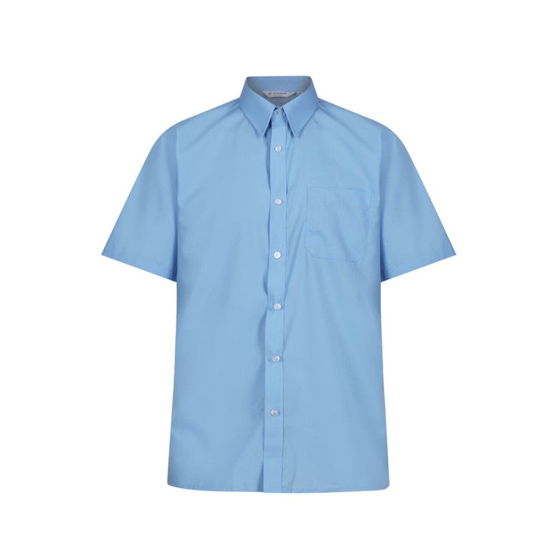 Trutex Blue Non Iron Boys Short Sleeve Shirt Twin Pack