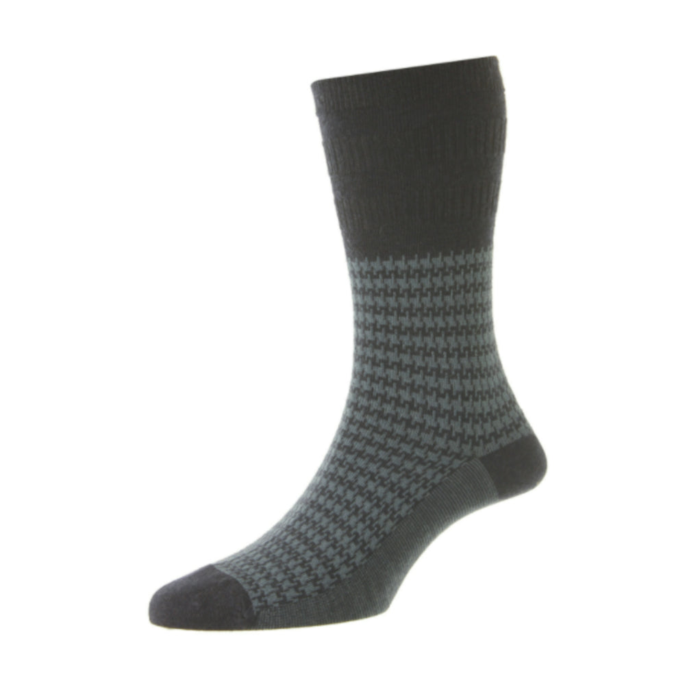 HJ Hall HJ988 Airforce Houndstooth Wool Softop Socks (Size 6-11)