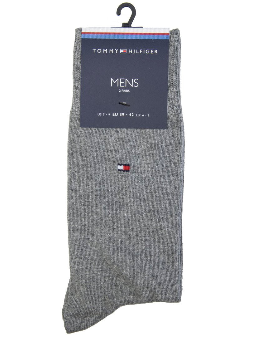 Tommy Hilfiger 371111 758 Grey Two Pack Plain Light Grey Socks